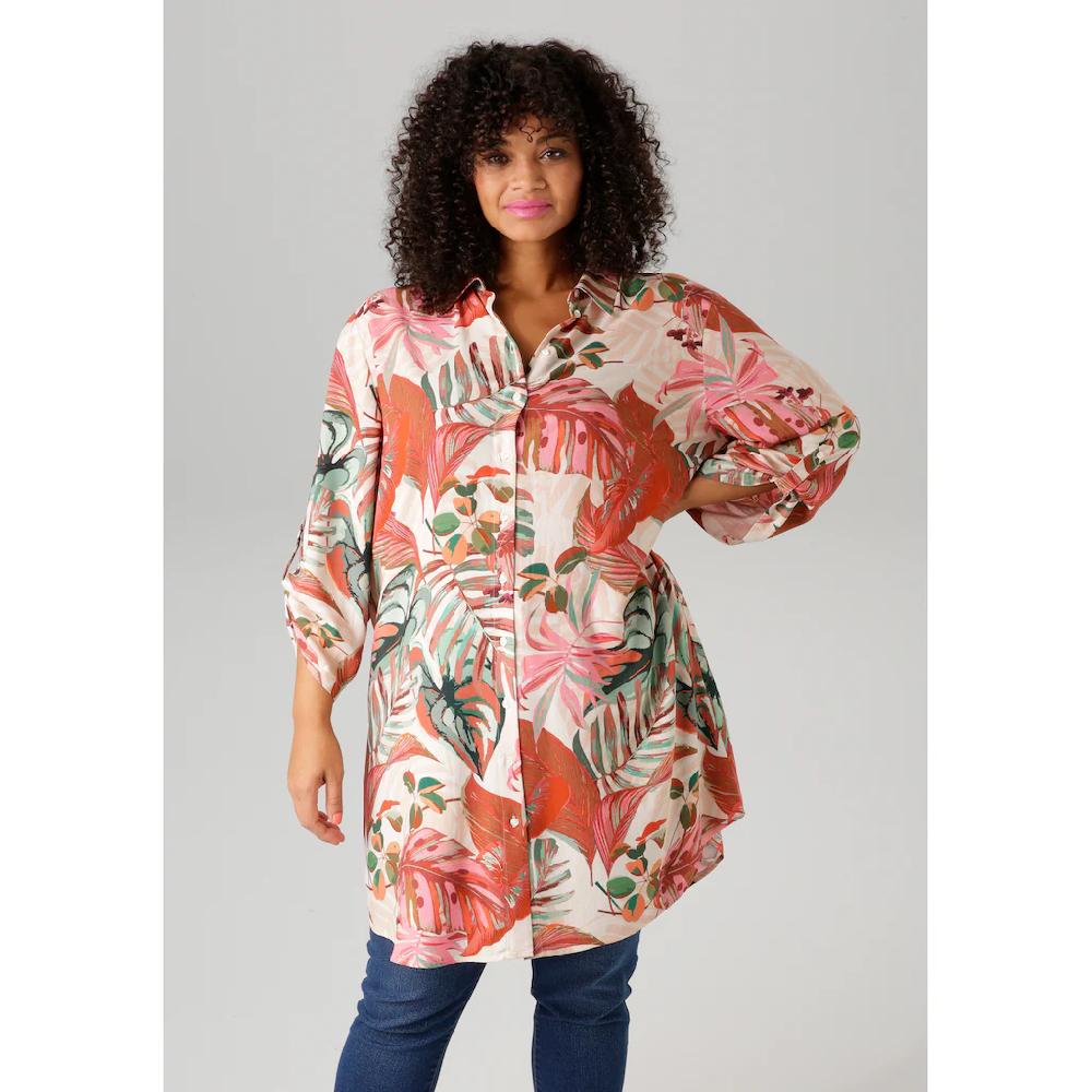 Aniston PLUS Hemdbluse mit großflächigen farbharmonischen Blättern - NEUE KOLLEKTION