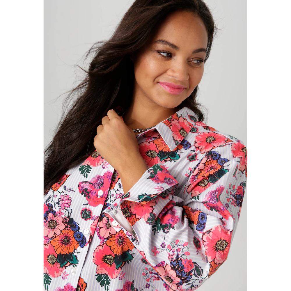 Aniston PLUS Hemdbluse Mit Trendigem Blumedruck - NEUE KOLLEKTION