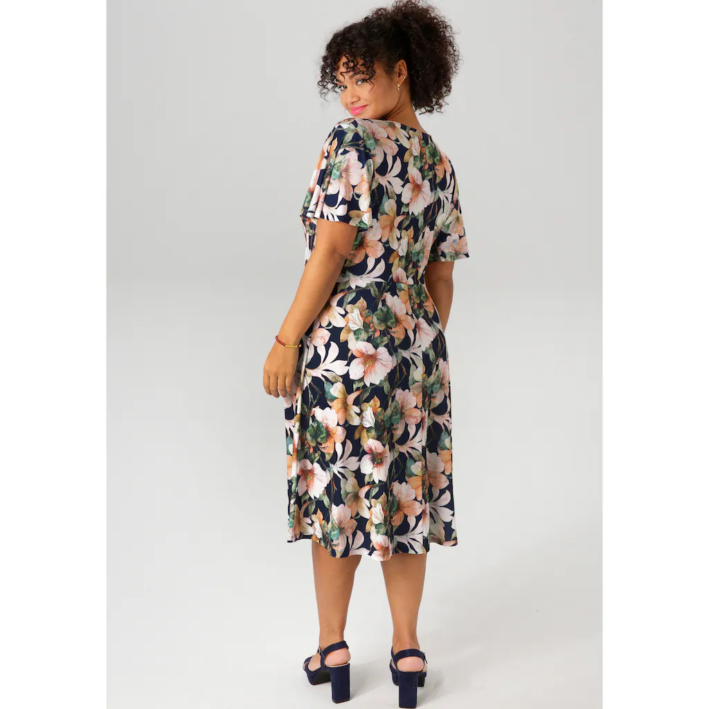 Aniston PLUS Jerseykleid Mit V-Ausschnitt In Wickeloptik - NEUE KOLLEKTION