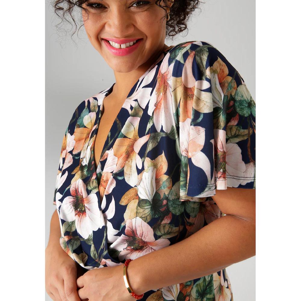 Aniston PLUS Jerseykleid Mit V-Ausschnitt In Wickeloptik - NEUE KOLLEKTION