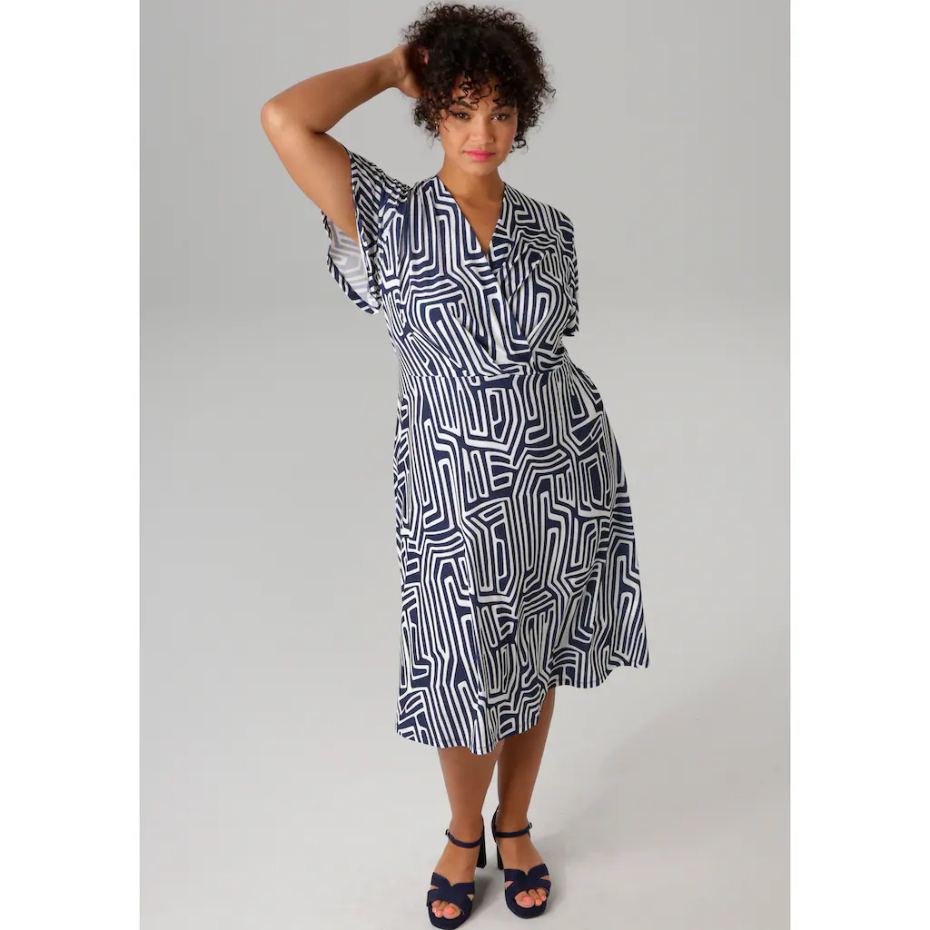 Aniston PLUS Jerseykleid Mit V-Ausschnitt In Wickeloptik - NEUE KOLLEKTION