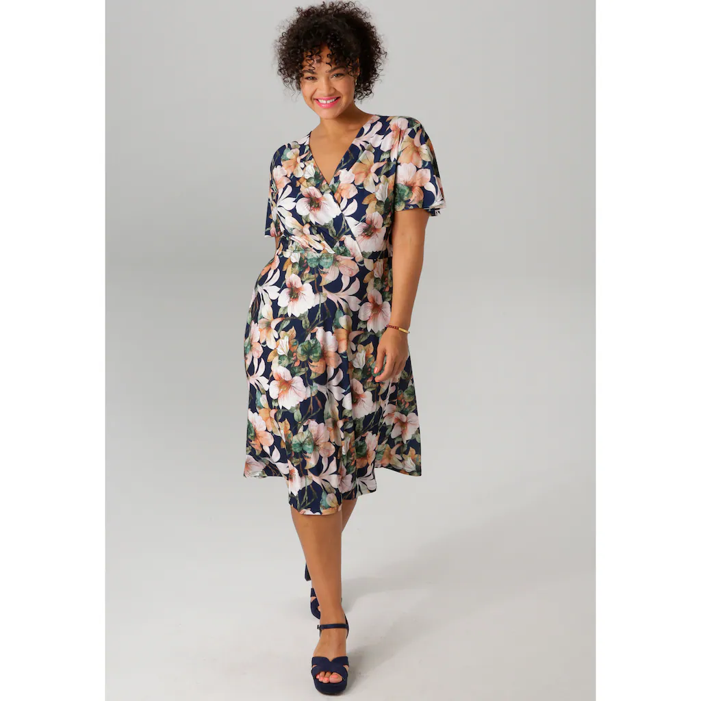 Aniston PLUS Jerseykleid mit V-Ausschnitt in Wickeloptik - NEUE KOLLEKTION