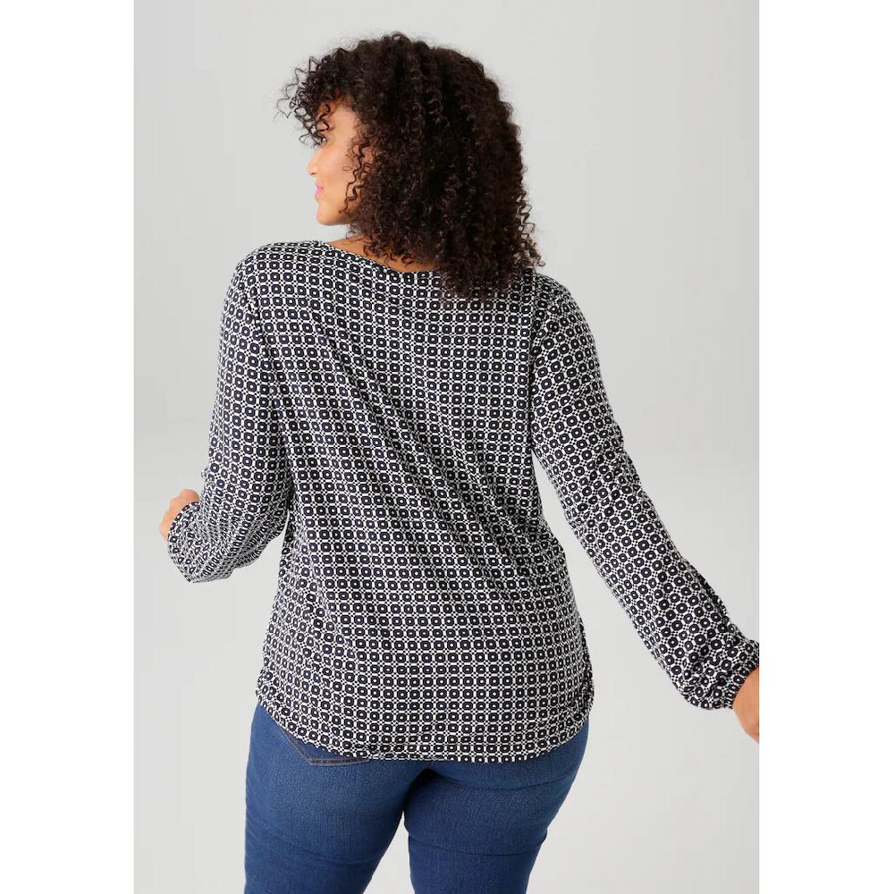 Aniston PLUS Langarmshirt Mit Grafischem Alloverdruck - NEUE KOLLEKTION
