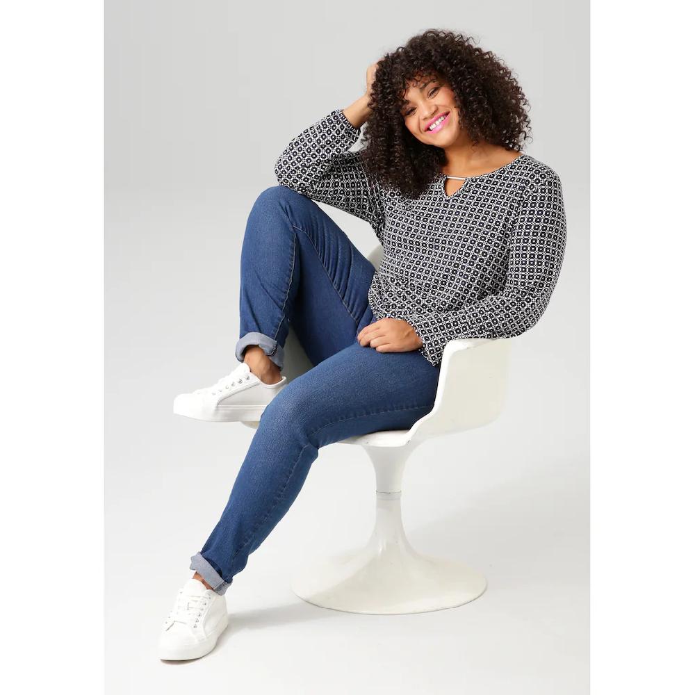 Aniston PLUS Langarmshirt Mit Grafischem Alloverdruck - NEUE KOLLEKTION