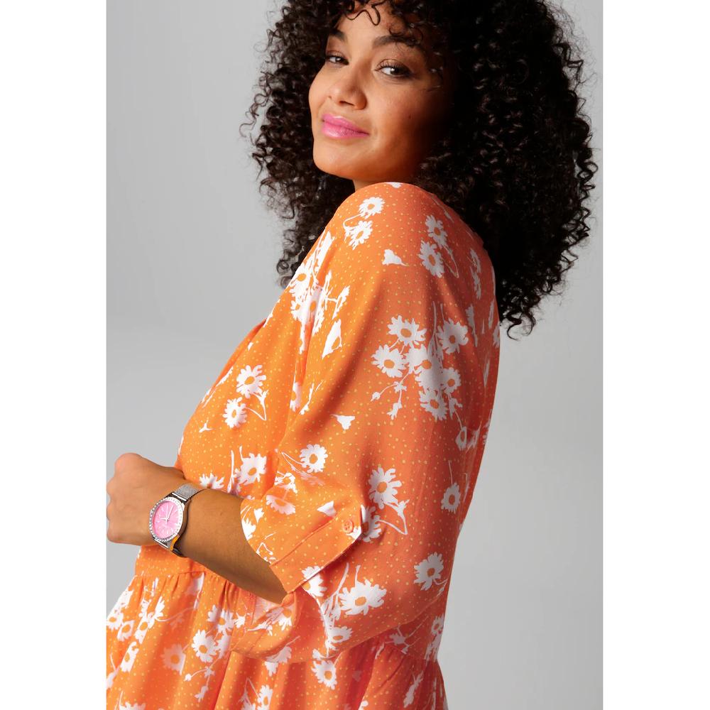 Aniston PLUS Longbluse Mit Blumen Und Kleinen Pünktchen Bedruckt - NEUE KOLLEKTION
