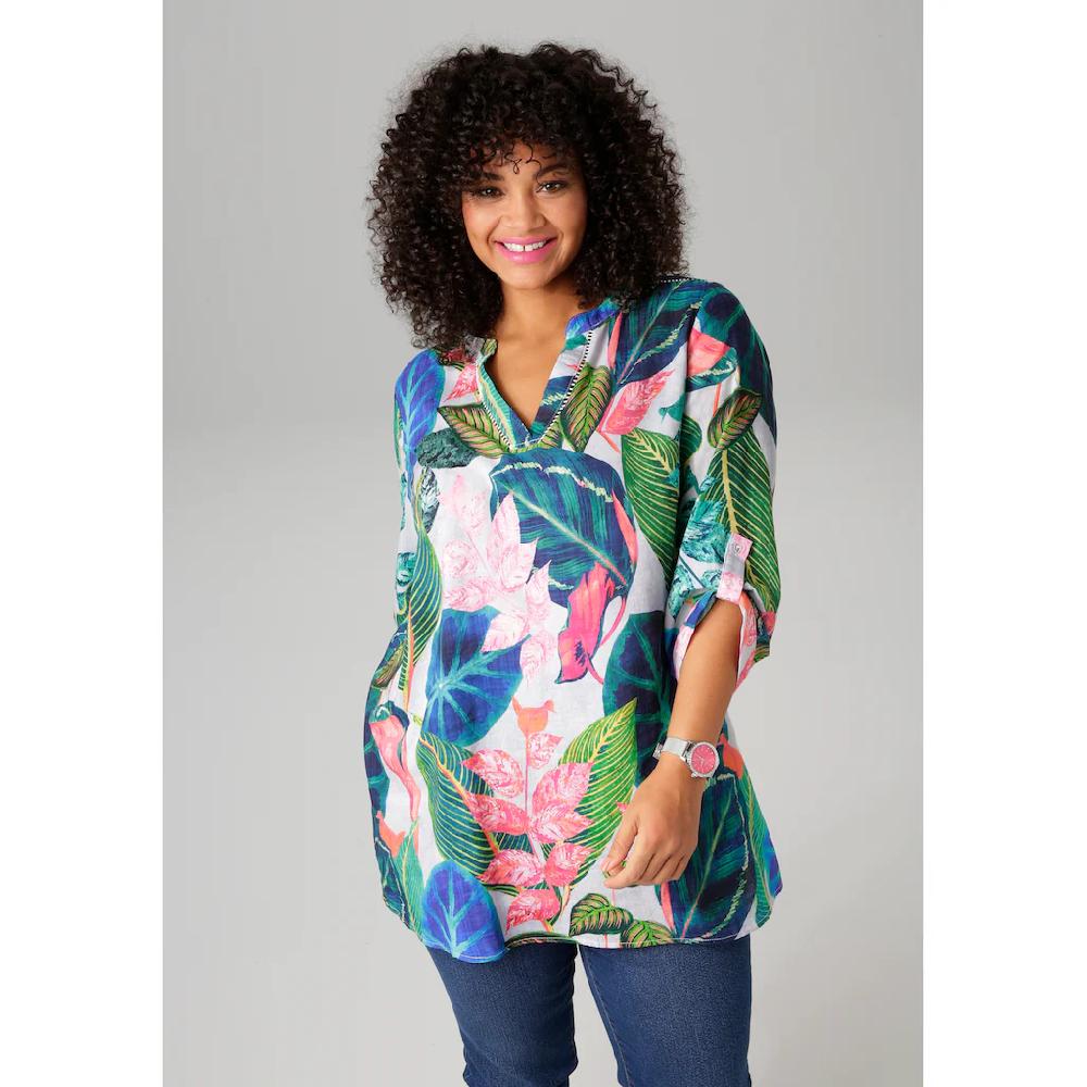 Aniston PLUS Longbluse mit großflächigen tropischen Blättern bedruckt - NEUE KOLLEKTION