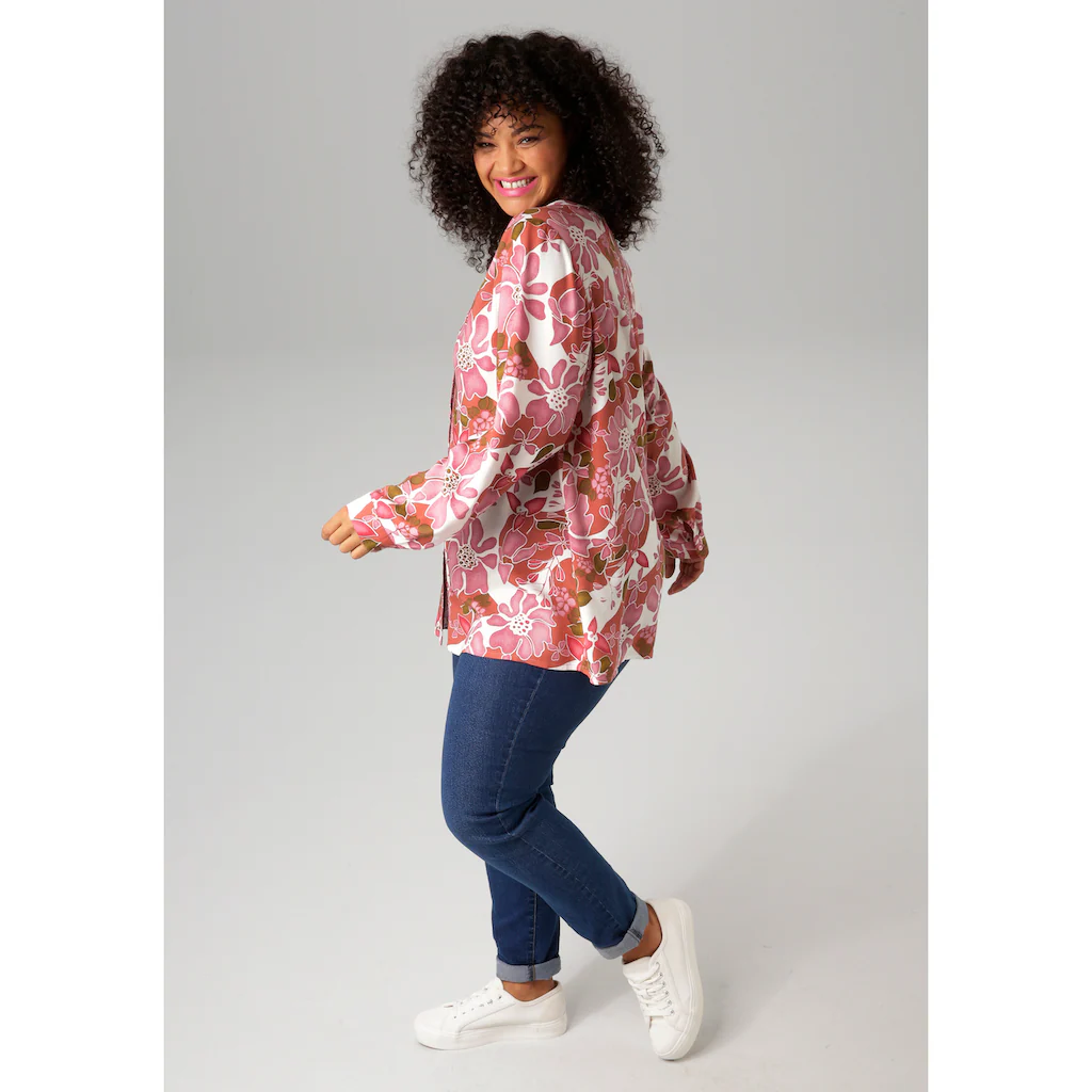 Aniston PLUS Longbluse Mit Häkelapplikation Entlang Der Knopfleiste - NEUE KOLLEKTION