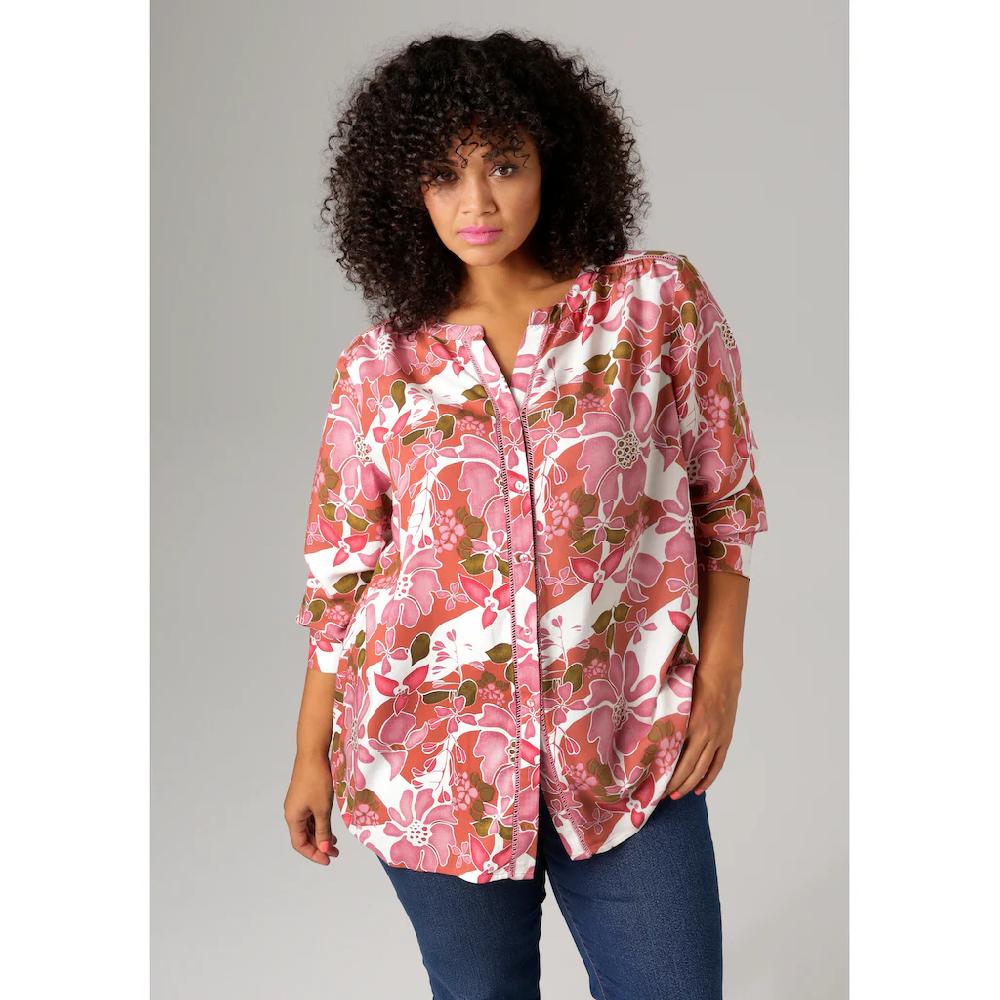 Aniston PLUS Longbluse mit Häkelapplikation entlang der Knopfleiste - NEUE KOLLEKTION