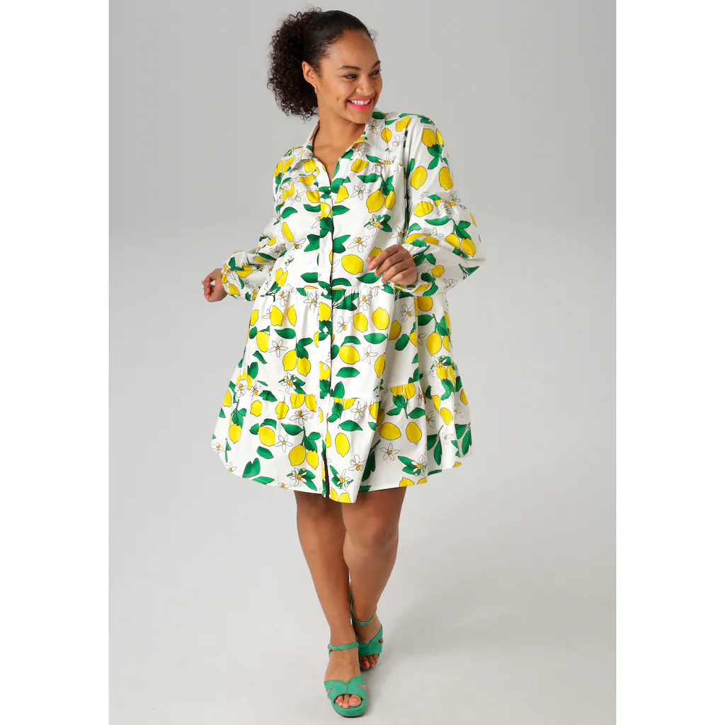 Aniston PLUS Longtunika In Unifarben Oder Mit Zitronendruck - NEUE KOLLEKTION