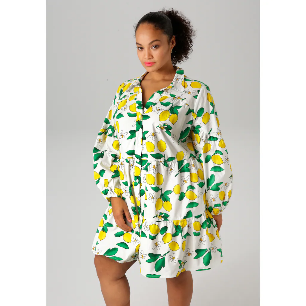 Aniston PLUS Longtunika In Unifarben Oder Mit Zitronendruck - NEUE KOLLEKTION