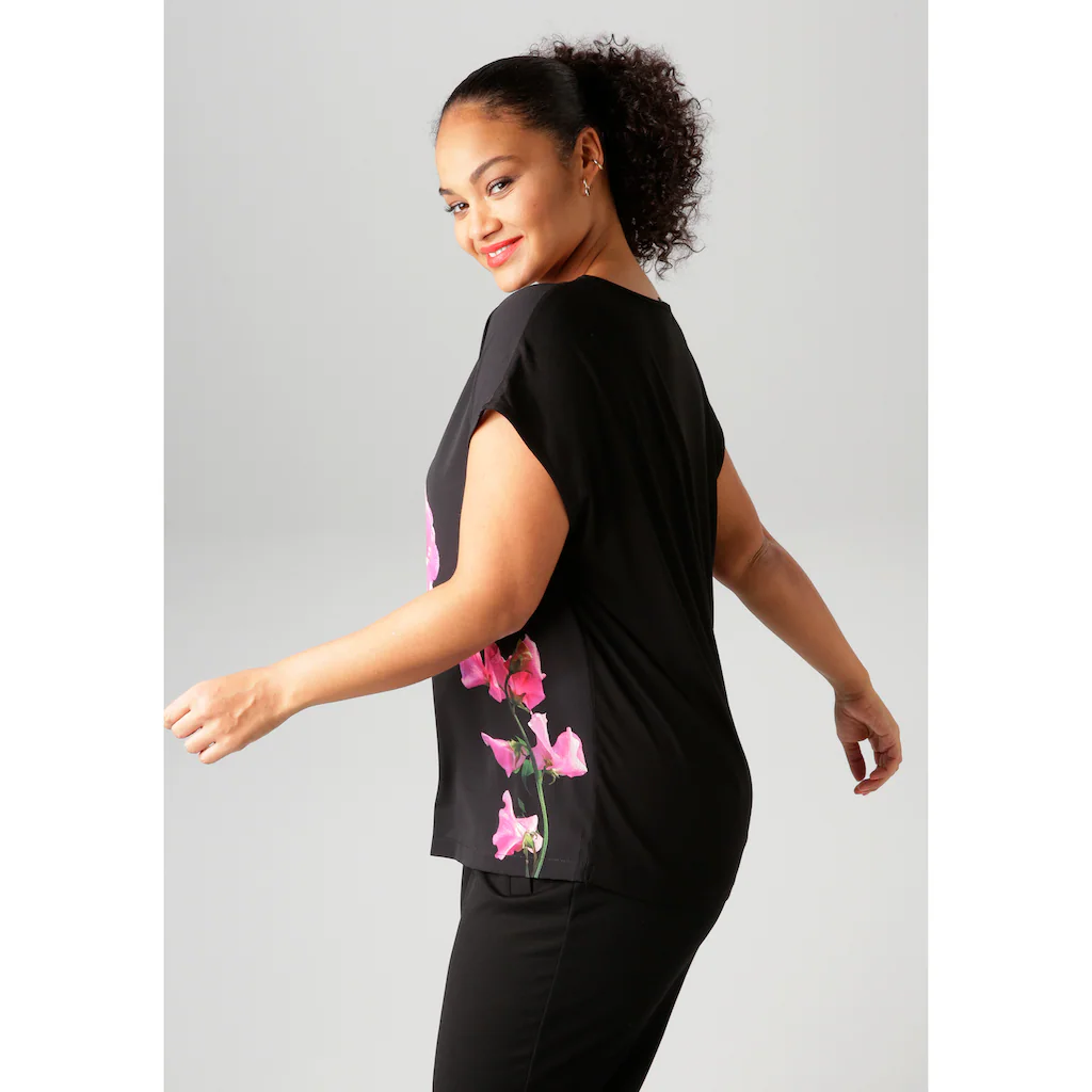 Aniston PLUS Shirtbluse Mit Farbenfrohen Großflächigen Blumen Bedruckt - NEUE KOLLEKTION