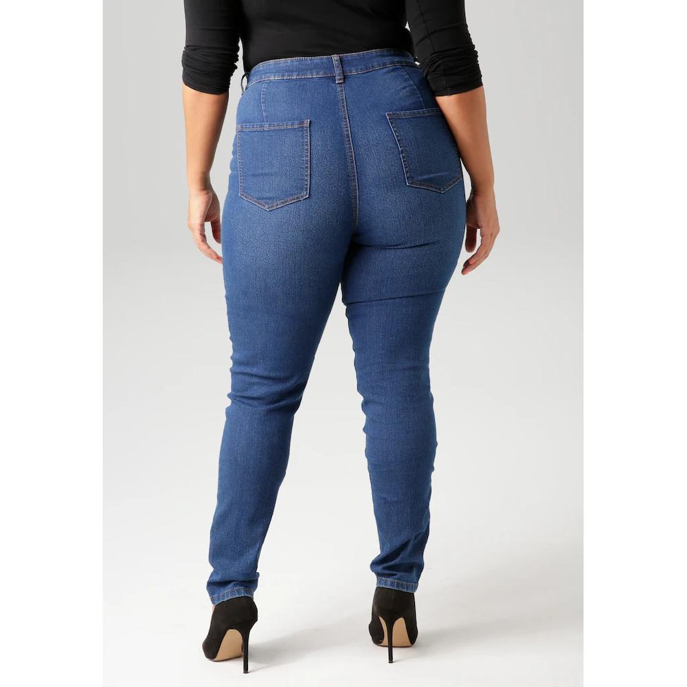 Aniston PLUS Skinny-fit-Jeans Regular Waist - In Dezenter Used-Waschung - NEUE KOLLEKTION