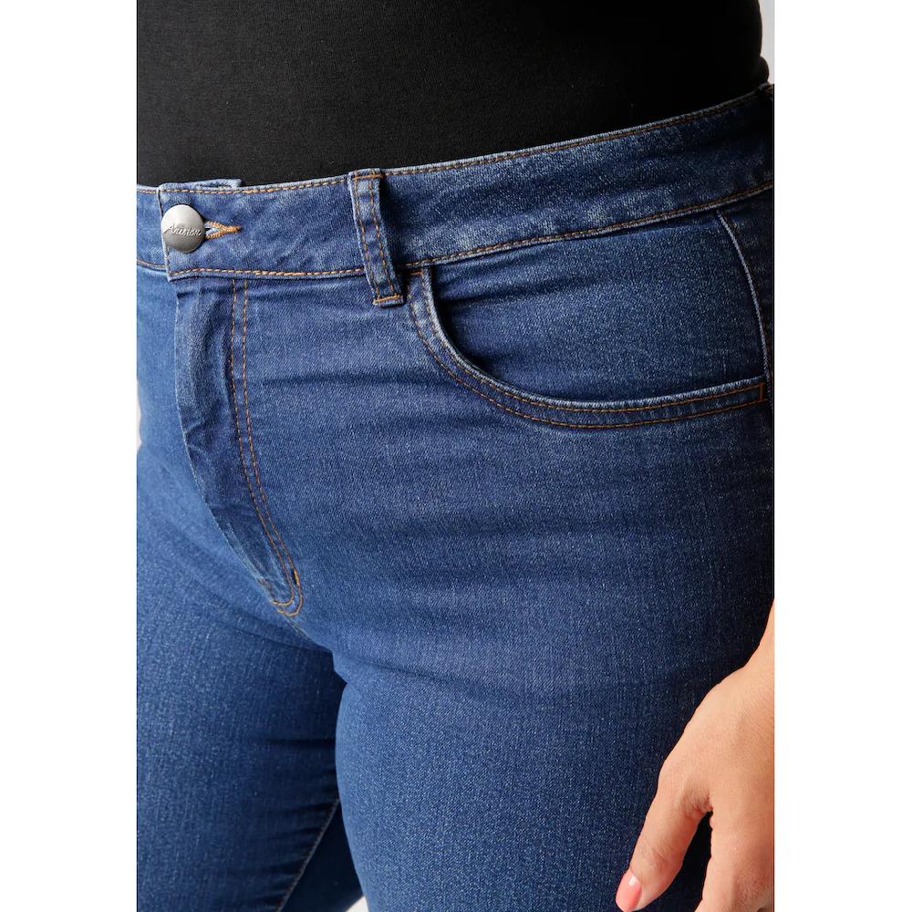 Aniston PLUS Skinny-fit-Jeans Regular Waist - In Dezenter Used-Waschung - NEUE KOLLEKTION