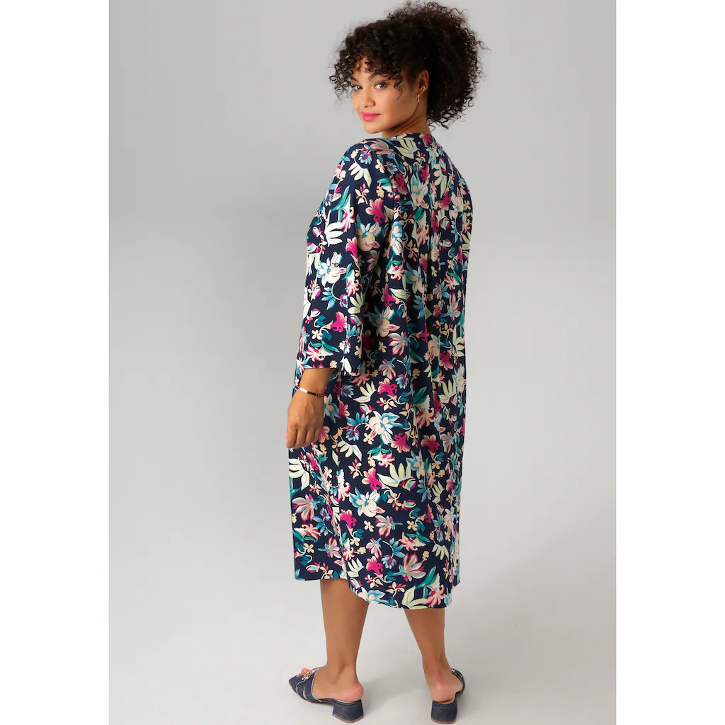 Aniston PLUS Sommerkleid Mit Farbharmonischem Blüten Druck - NEUE KOLLEKTION