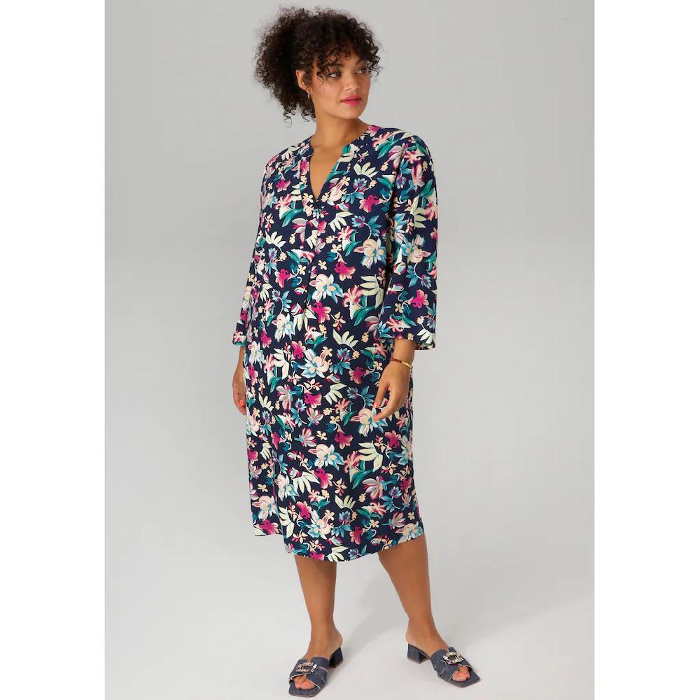 Aniston PLUS Sommerkleid mit farbharmonischem Blüten Druck - NEUE KOLLEKTION