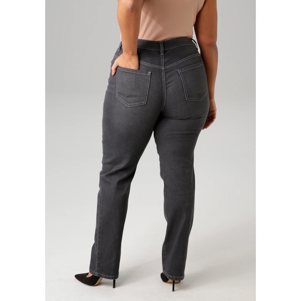 Aniston PLUS Straight-Jeans Mit Leichtem Used-Effekt - NEUE KOLLEKTION