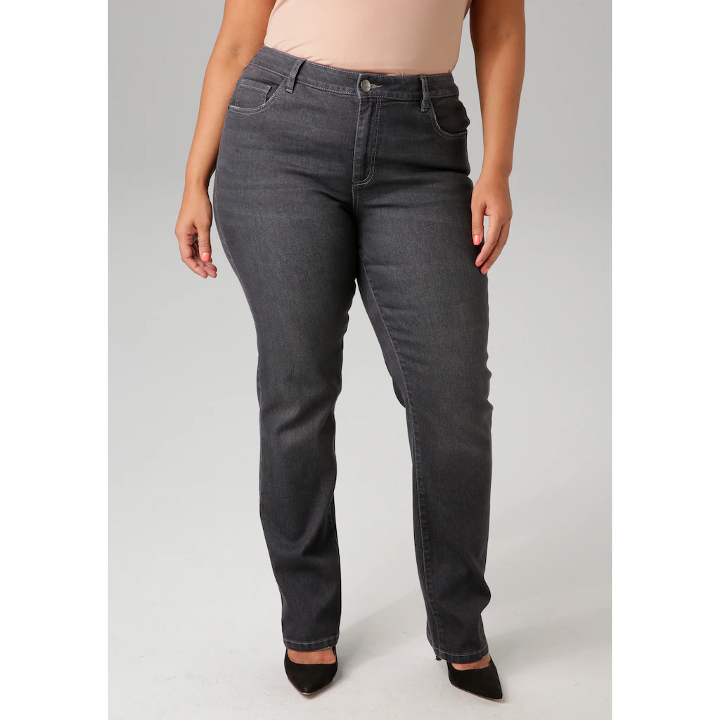 Aniston PLUS Straight-Jeans mit leichtem Used-Effekt - NEUE KOLLEKTION