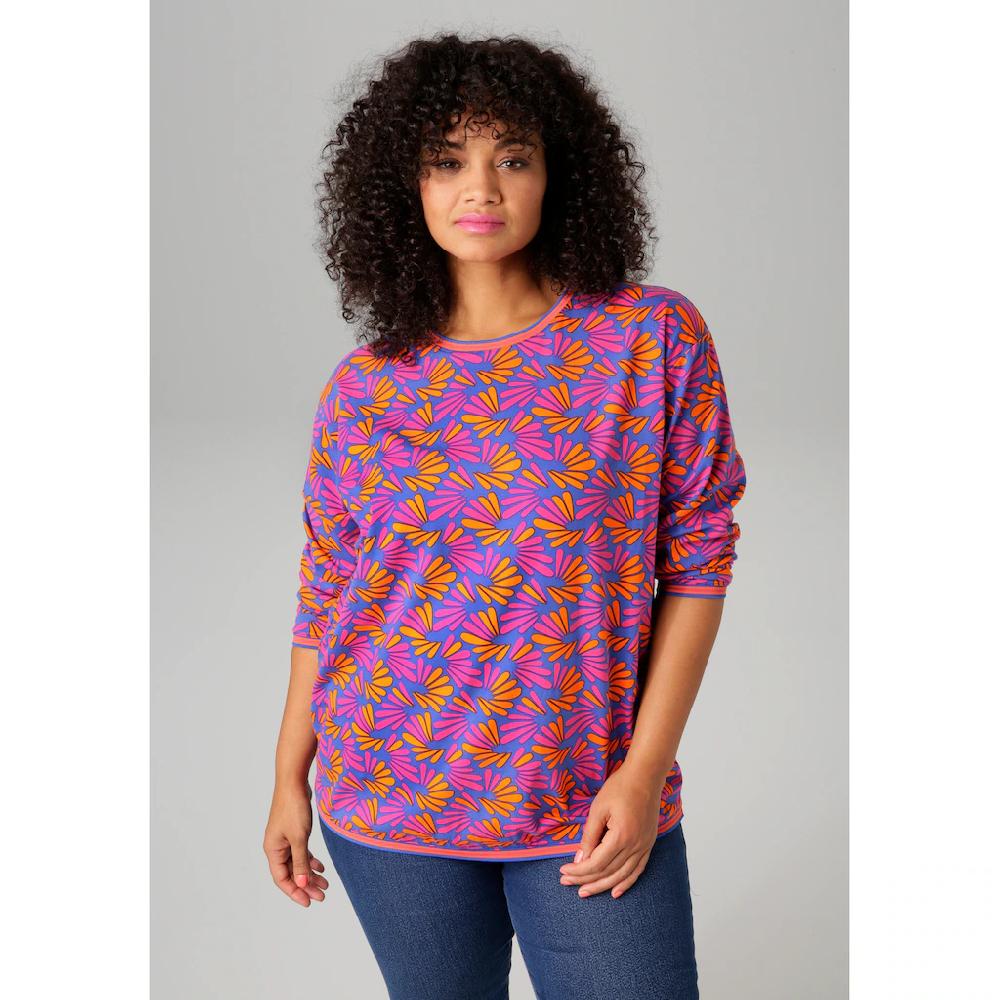 Aniston PLUS Sweatshirt mit farbenfrohen grafischen Druck - NEUE KOLLEKTION