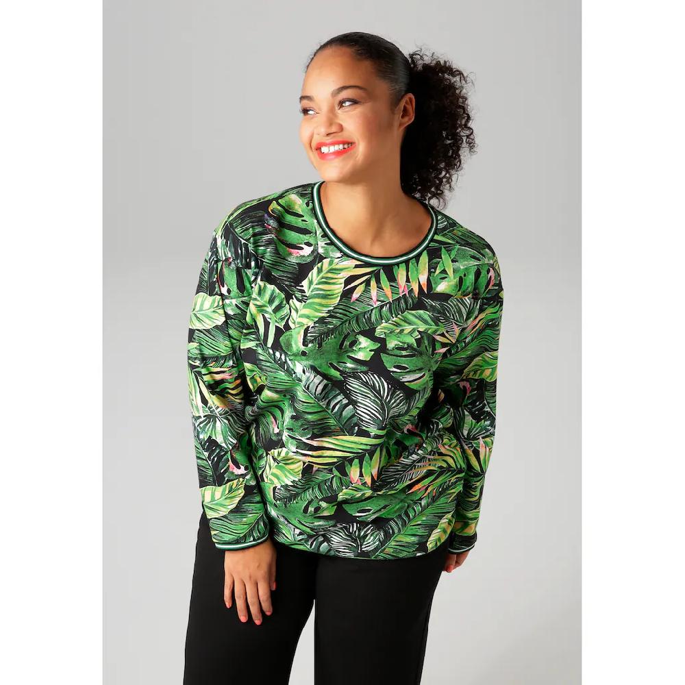 Aniston PLUS Sweatshirt mit farbenfrohen tropischen Blättern bedruckt - NEUE KOLLEKTION