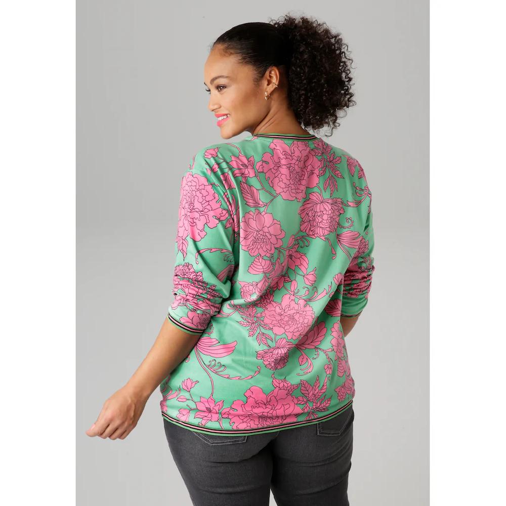 Aniston PLUS Sweatshirt Mit Großflächigen Grafischen Blumen Bedruckt - NEUE KOLLEKTION