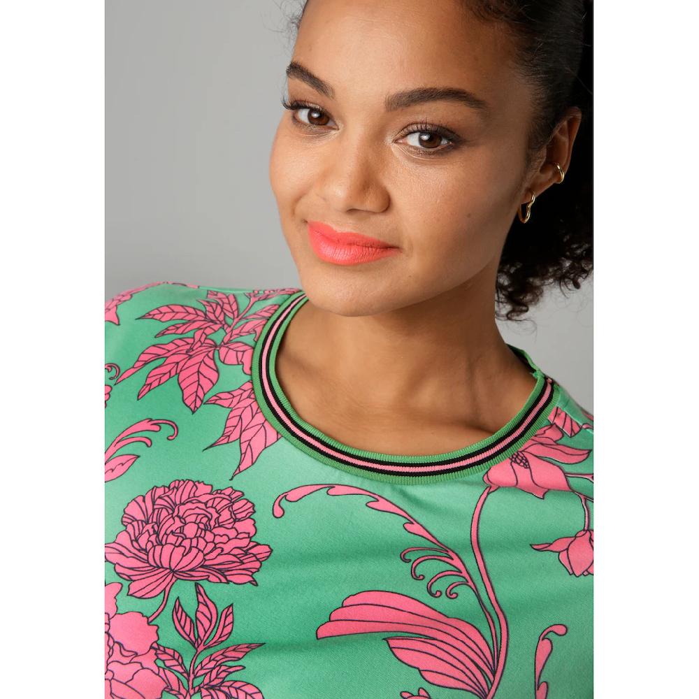 Aniston PLUS Sweatshirt Mit Großflächigen Grafischen Blumen Bedruckt - NEUE KOLLEKTION