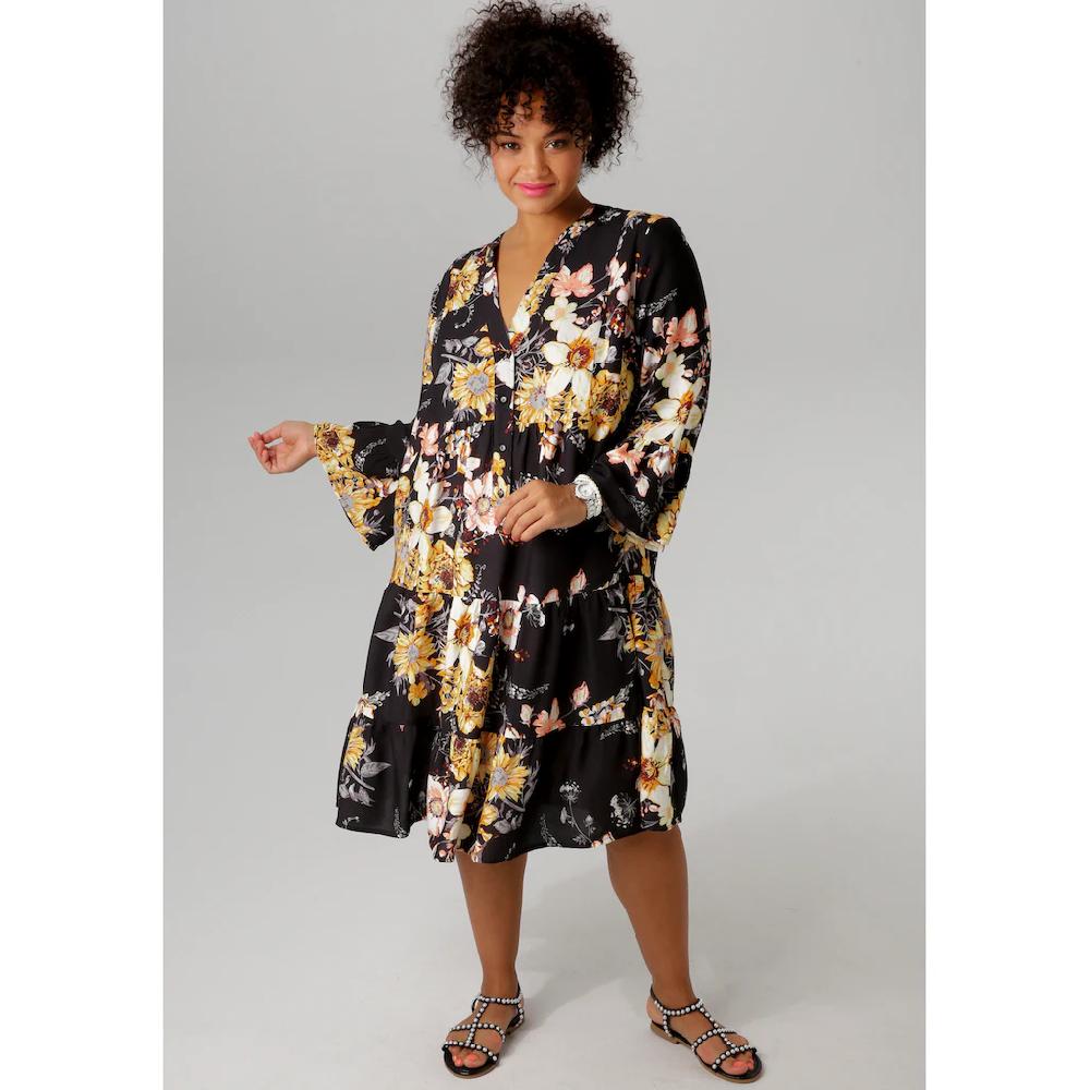 Aniston PLUS Tunikakleid mit farbenfrohem großflächigem Blumendruck - NEUE KOLLEKTION