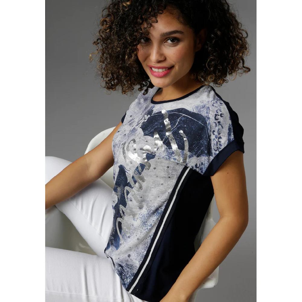 Aniston SELECTED Blusenshirt Mit Seitlichen Galonstreifen Und Glitzersteinchen