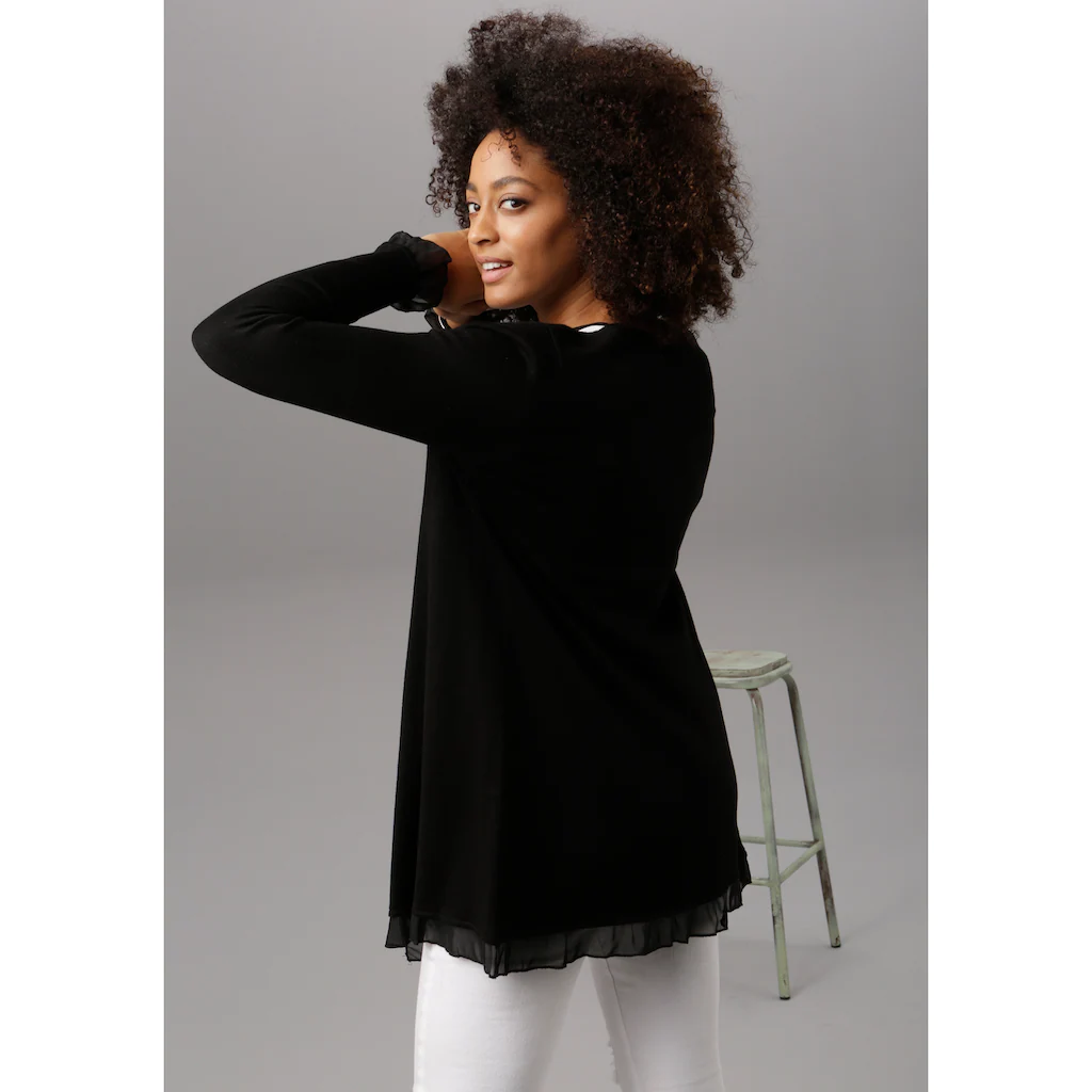 Aniston SELECTED Cardigan Mit Chiffon-Abschlüssen