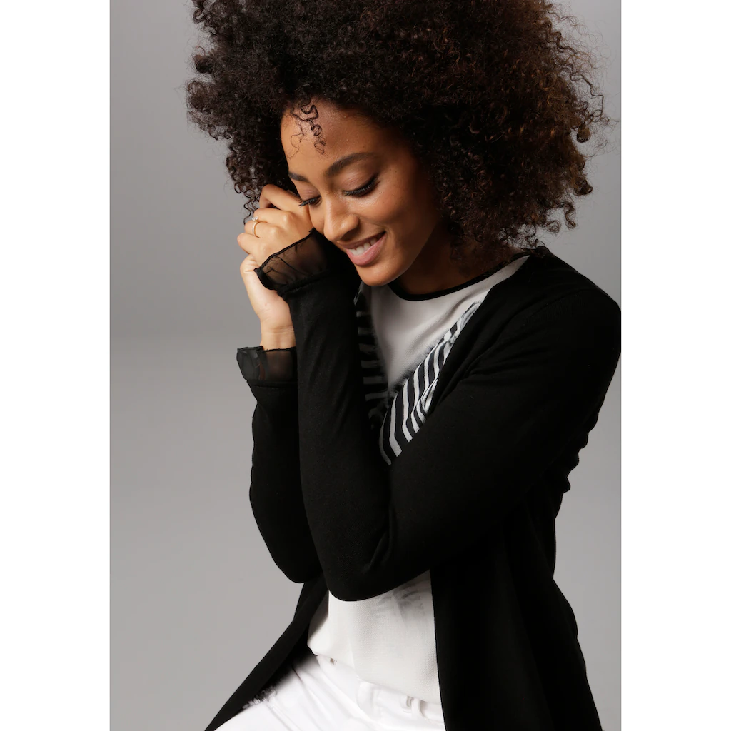 Aniston SELECTED Cardigan Mit Chiffon-Abschlüssen