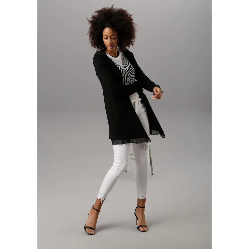 Aniston SELECTED Cardigan Mit Chiffon-Abschlüssen