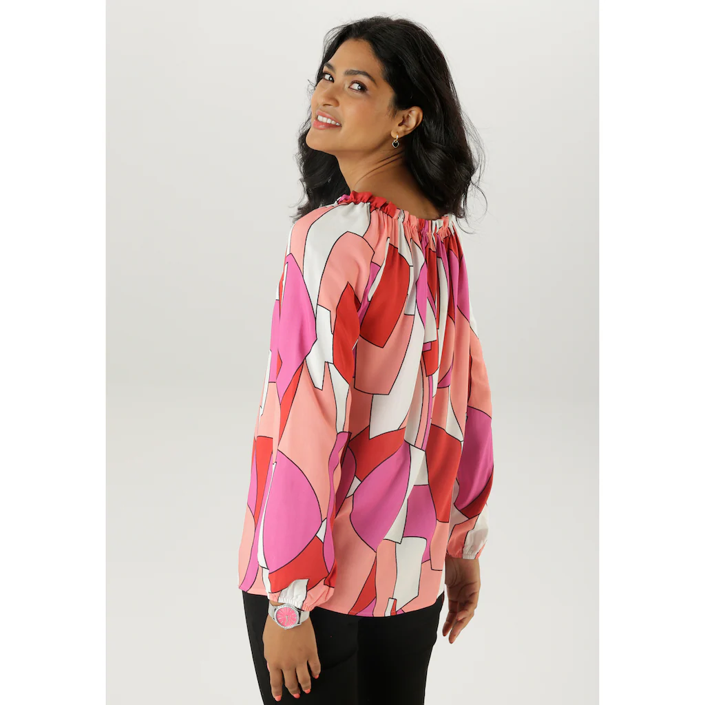 Aniston SELECTED Carmenbluse Mit Rüschen Am Ausschnitt - NEUE KOLLEKTION