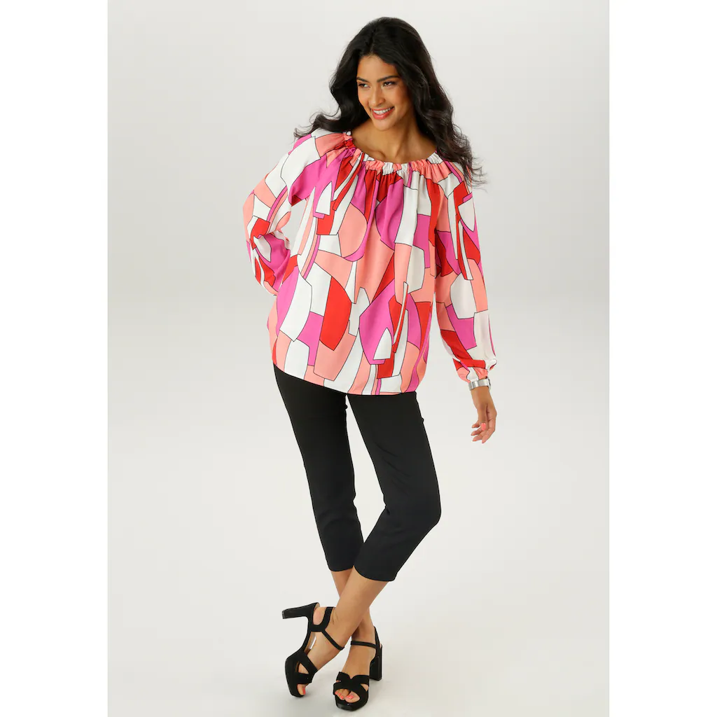 Aniston SELECTED Carmenbluse Mit Rüschen Am Ausschnitt - NEUE KOLLEKTION