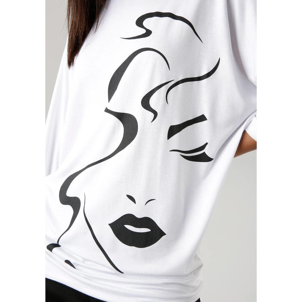 Aniston SELECTED Fledermausshirt Mit Abstraktem Gesichtsdruck