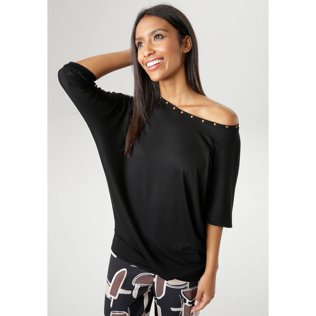 Aniston SELECTED Fledermausshirt mit bronzefarbenen Nieten