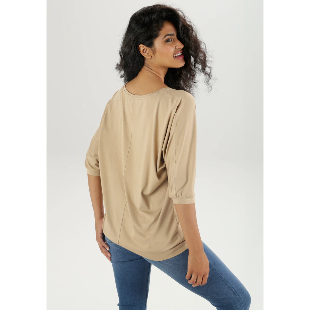 Aniston SELECTED Fledermausshirt Mit Goldfarbenem Folienprint