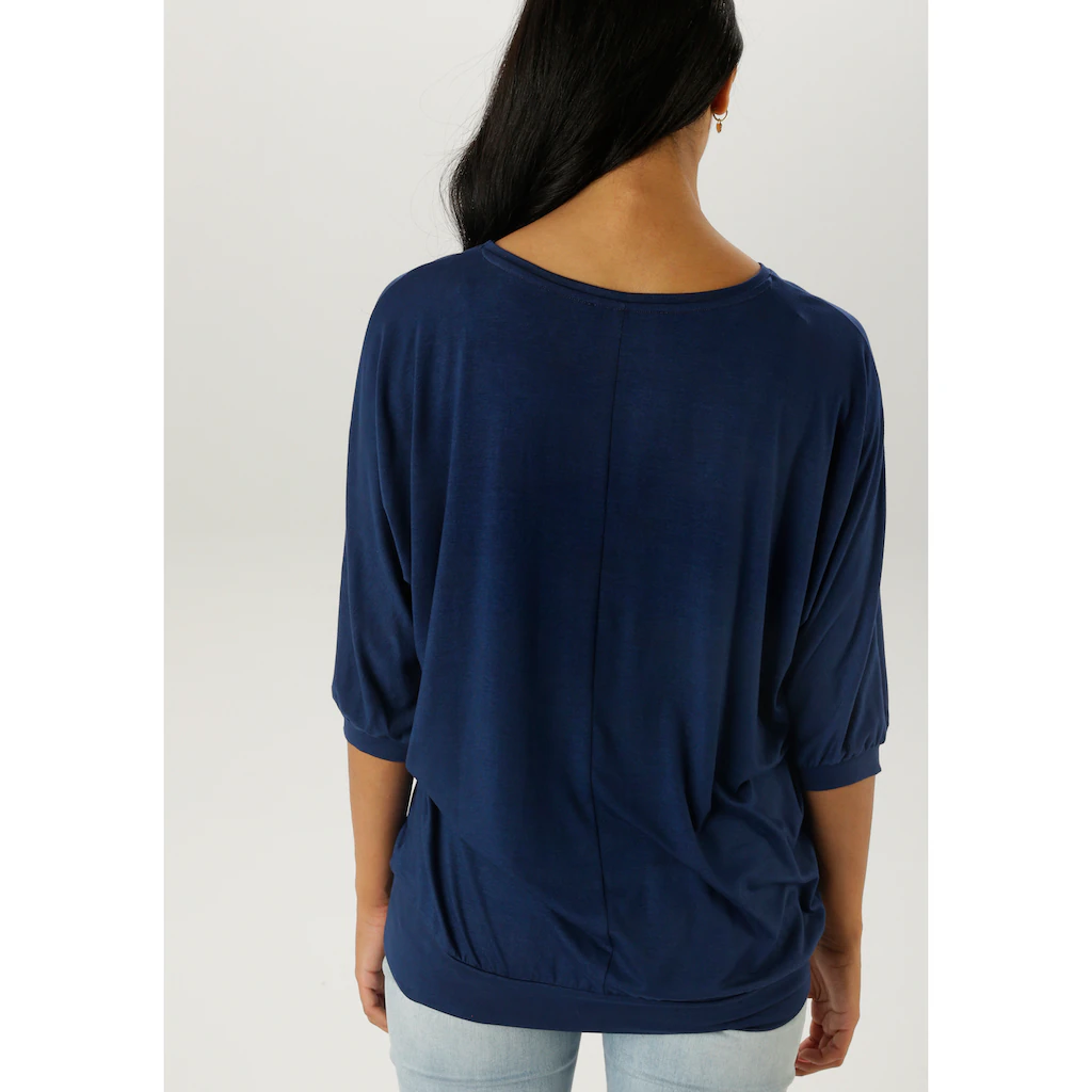 Aniston SELECTED Fledermausshirt Teilweise Mit Silberfarbenen Folienprint - NEUE KOLLEKTION
