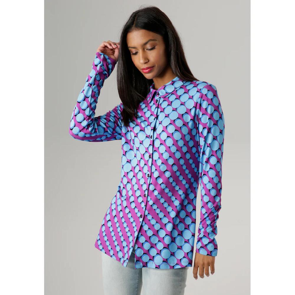 Aniston SELECTED Hemdbluse Aus Elastischem Jersey Mit Retro Punktedruck