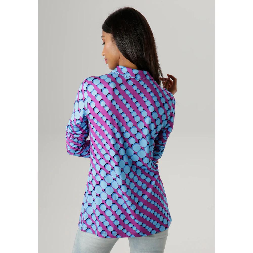 Aniston SELECTED Hemdbluse Aus Elastischem Jersey Mit Retro Punktedruck