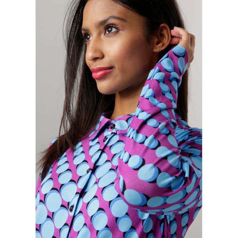 Aniston SELECTED Hemdbluse Aus Elastischem Jersey Mit Retro Punktedruck