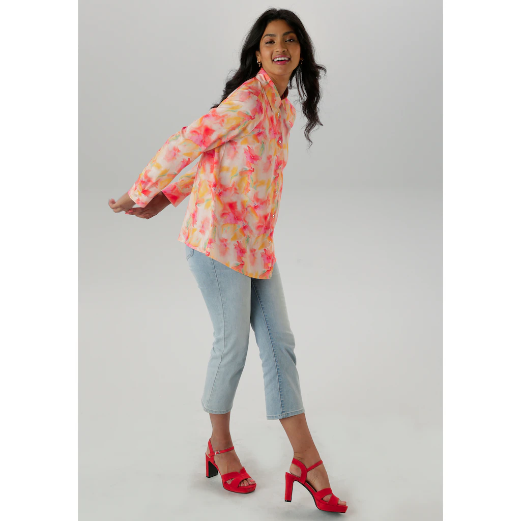 Aniston SELECTED Hemdbluse Mit Frischen Und Farbenfrohen Batikdruck - NEUE KOLLEKTION