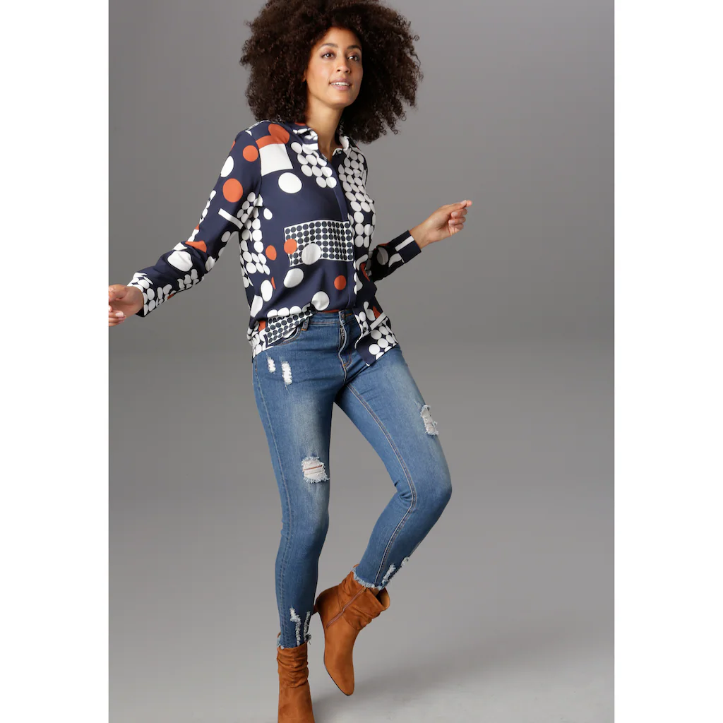 Aniston SELECTED Hemdbluse Mit Modernem Punkte-Druck