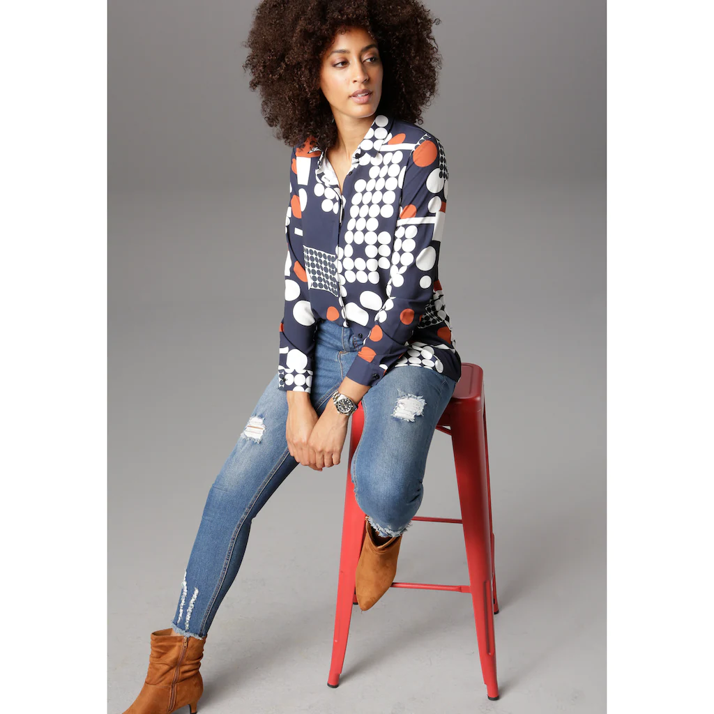 Aniston SELECTED Hemdbluse Mit Modernem Punkte-Druck