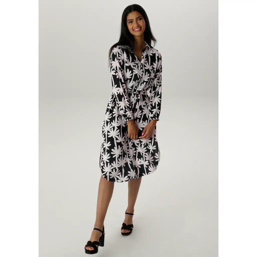 Aniston SELECTED Hemdblusenkleid mit edler Palmen-Musterung - NEUE KOLLEKTION