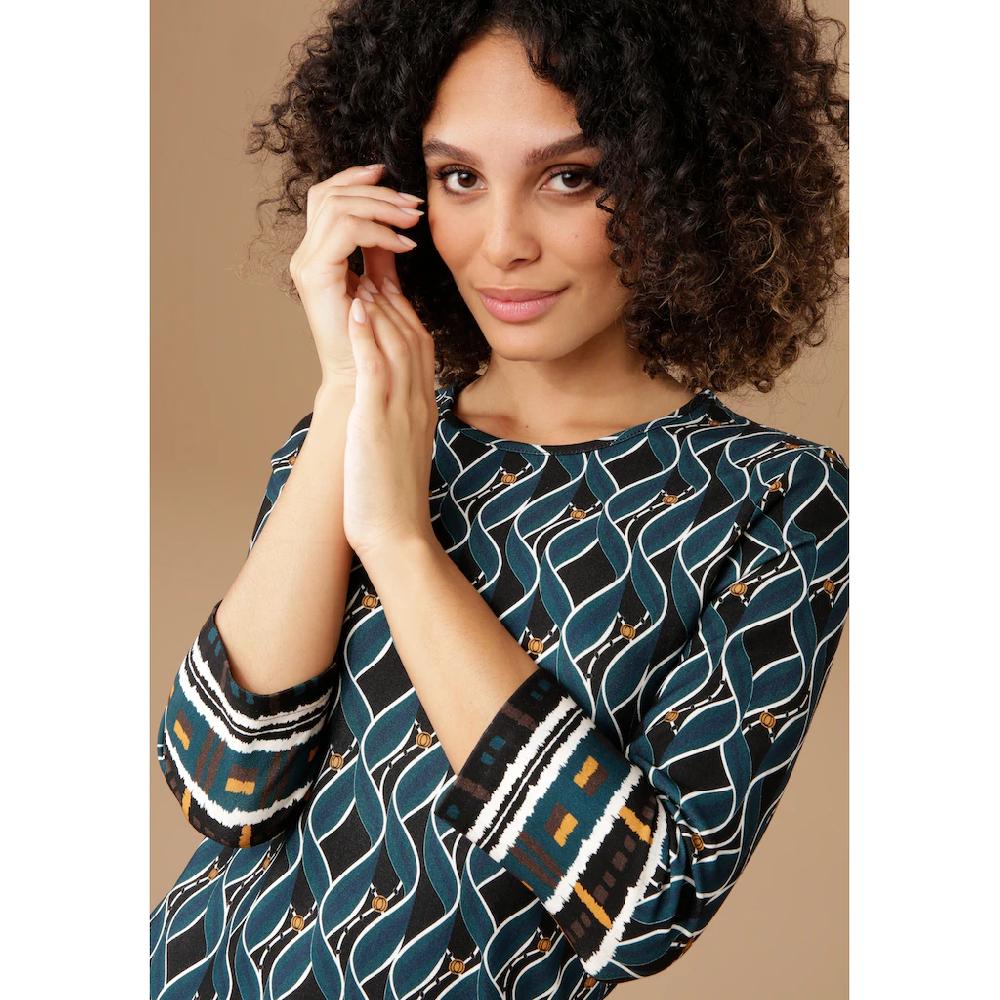 Aniston SELECTED Jerseykleid Im Retro-Dessin