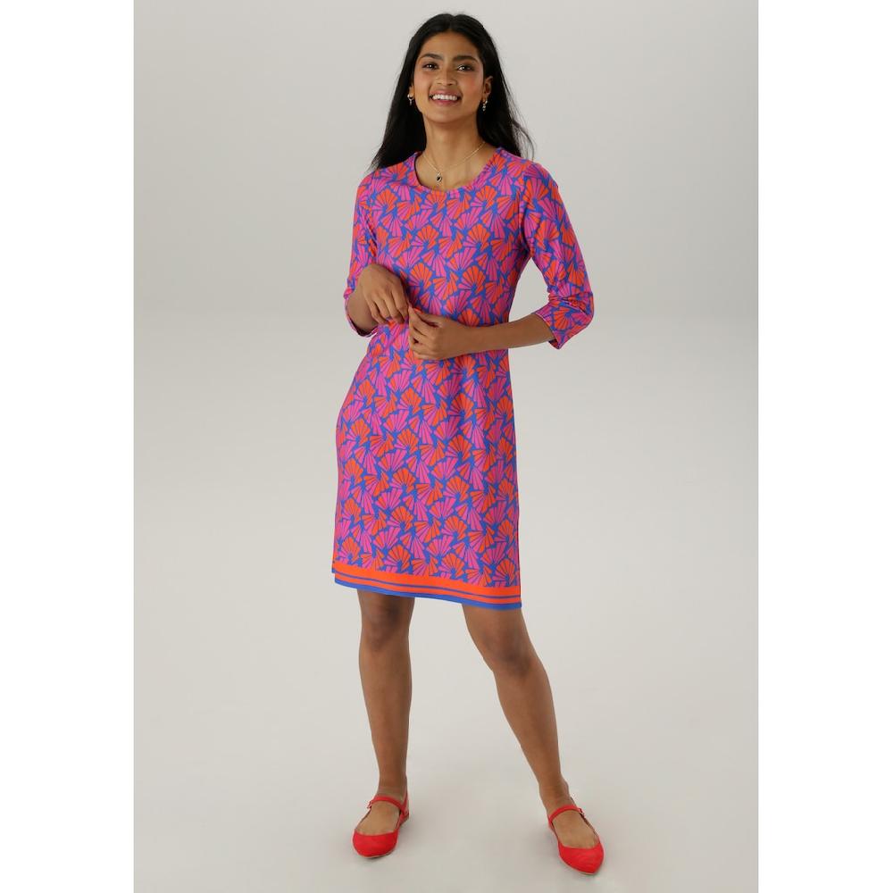 Aniston SELECTED Jerseykleid mit ausdrucksvollem Retro-Muster Allover - NEUE KOLLEKTION