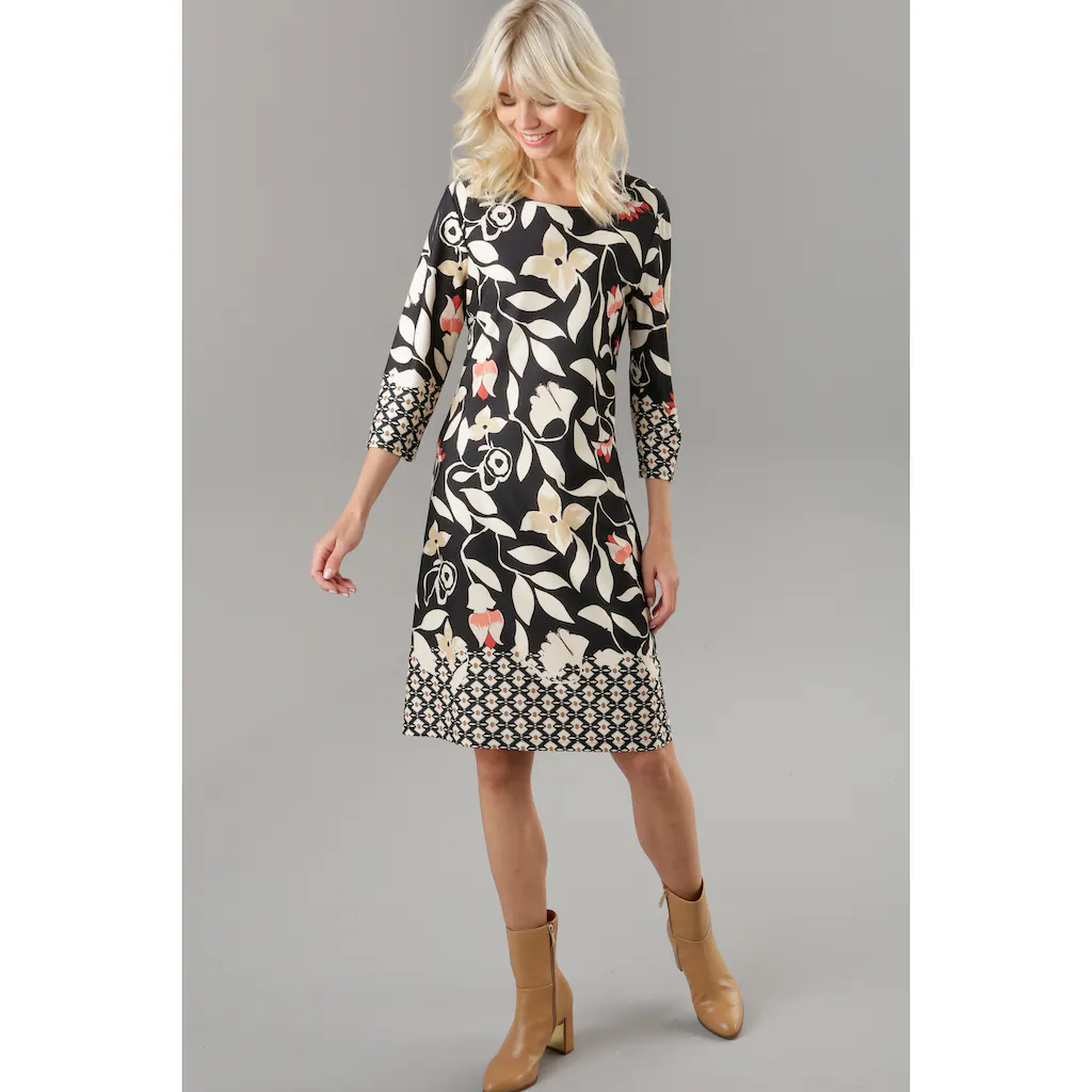 Aniston SELECTED Jerseykleid mit gemusterten Bordüren