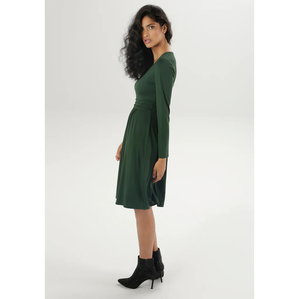 Aniston SELECTED Jerseykleid Mit Gerafftem Taillenbund; Unifarben