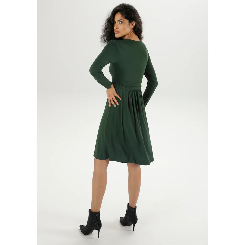 Aniston SELECTED Jerseykleid Mit Gerafftem Taillenbund; Unifarben