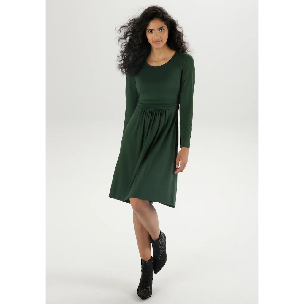 Aniston SELECTED Jerseykleid mit gerafftem Taillenbund; unifarben