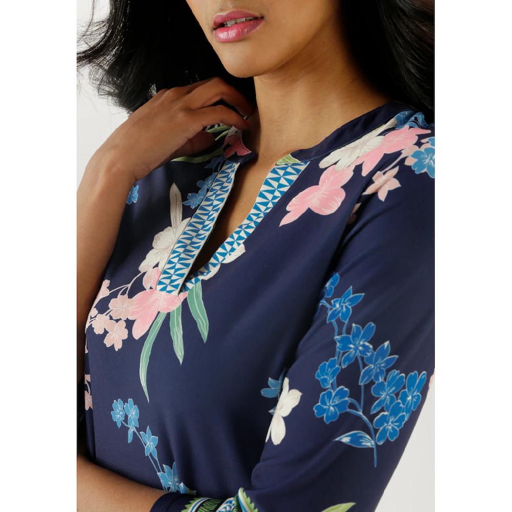 Aniston SELECTED Jerseykleid Mit Modisch Gemusterter Zickzack Bordüre - NEUE KOLLEKTION